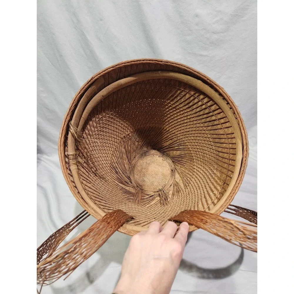 VTG Wicker Backpack Basket Bakul Tambok‎ Asian Farming Harvest Collection